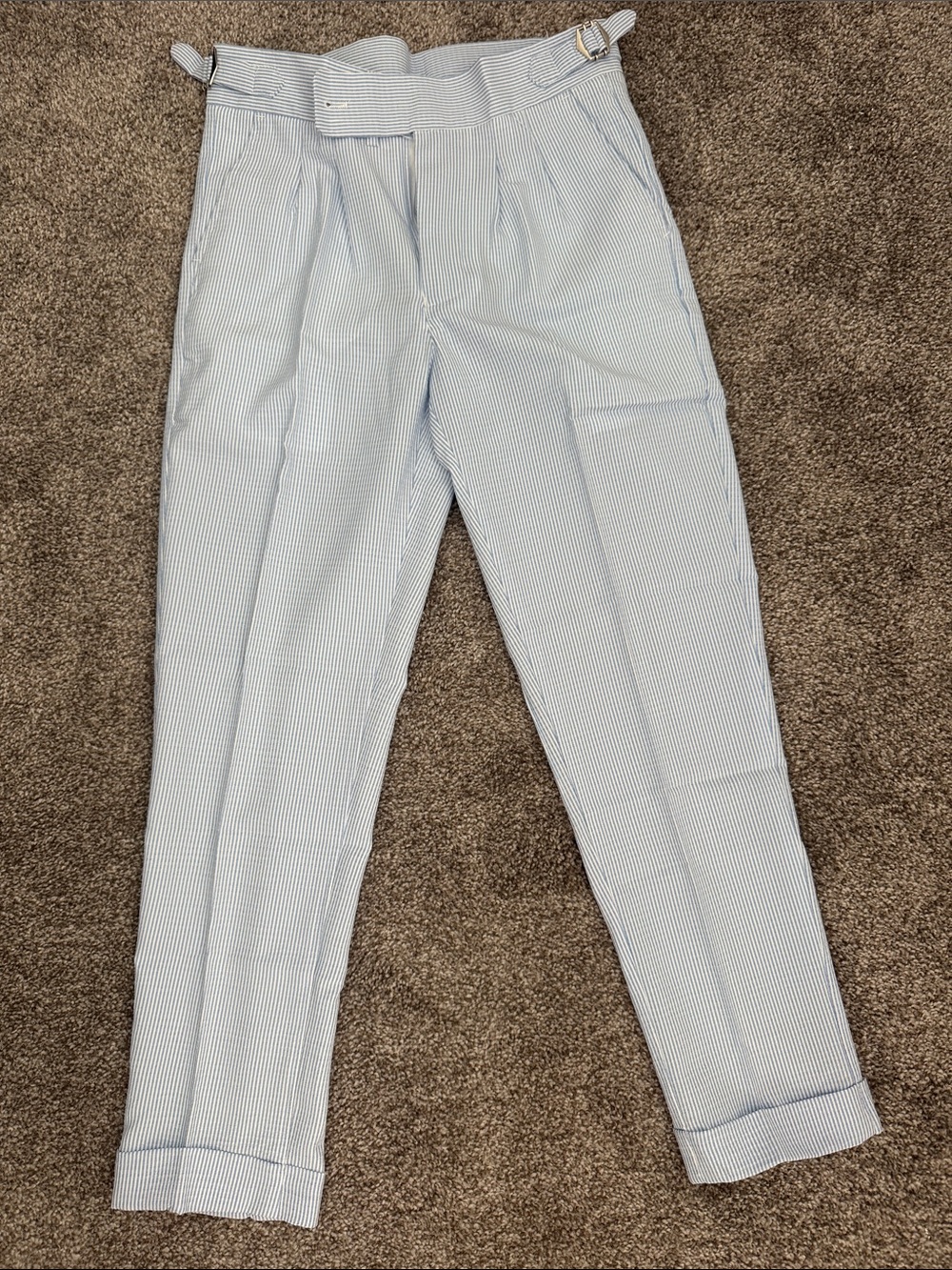 Tailored Light Blue Pinstripe Men’s Dress Pants